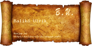 Balikó Ulrik névjegykártya